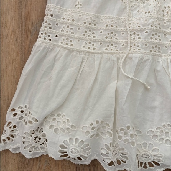 Free People Ivory Eyelet Lace-Up Mini Dress in size small - Picture 9 of 11